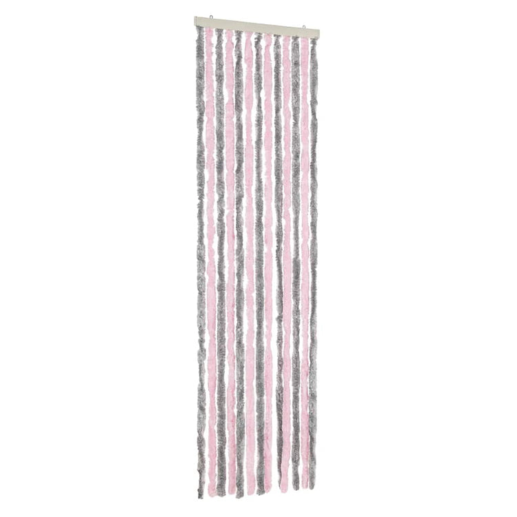 Vidaxl Fly Vorhang 56x200 cm Chenille Silbergrau und Rosa