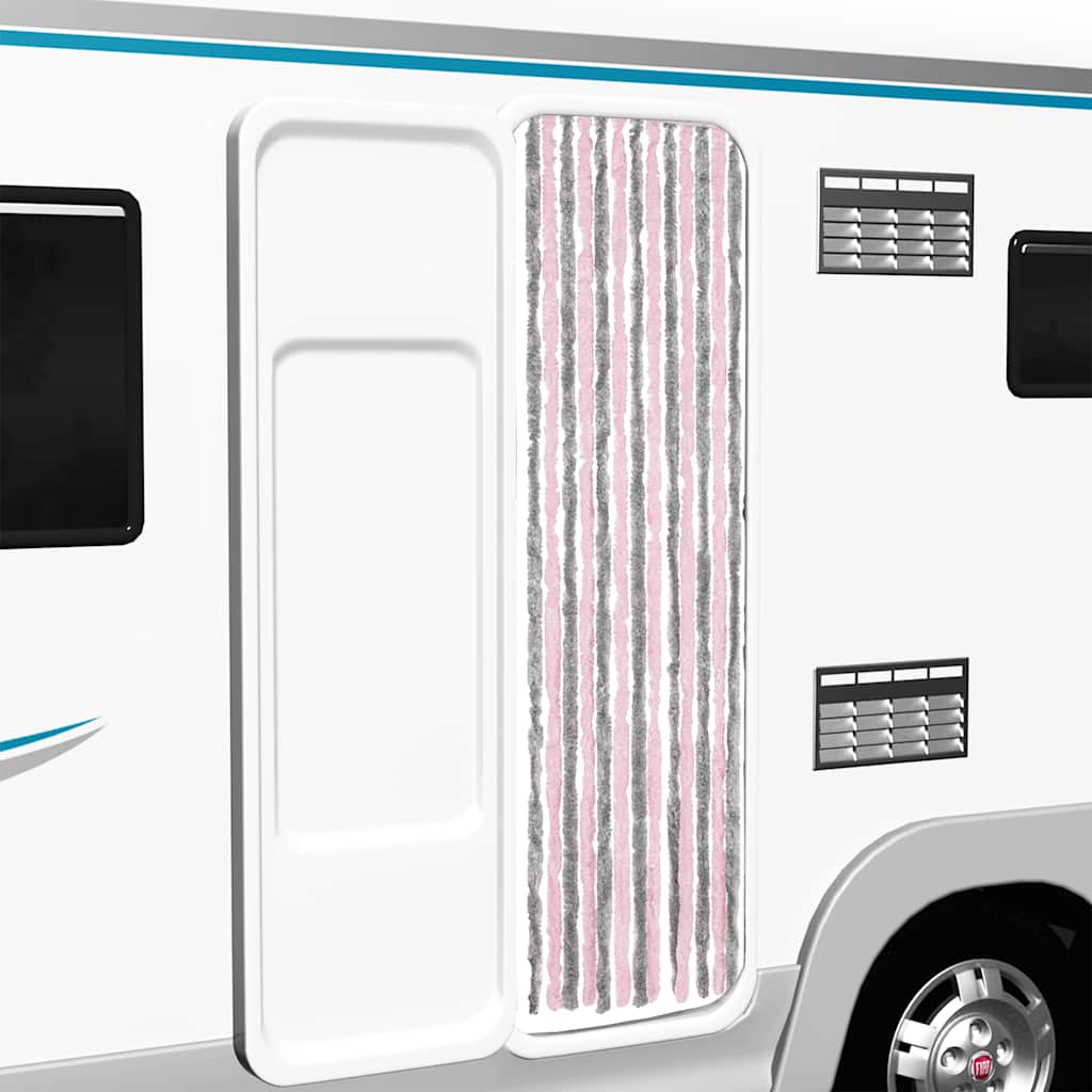 Vidaxl Fly Vorhang 56x200 cm Chenille Silbergrau und Rosa