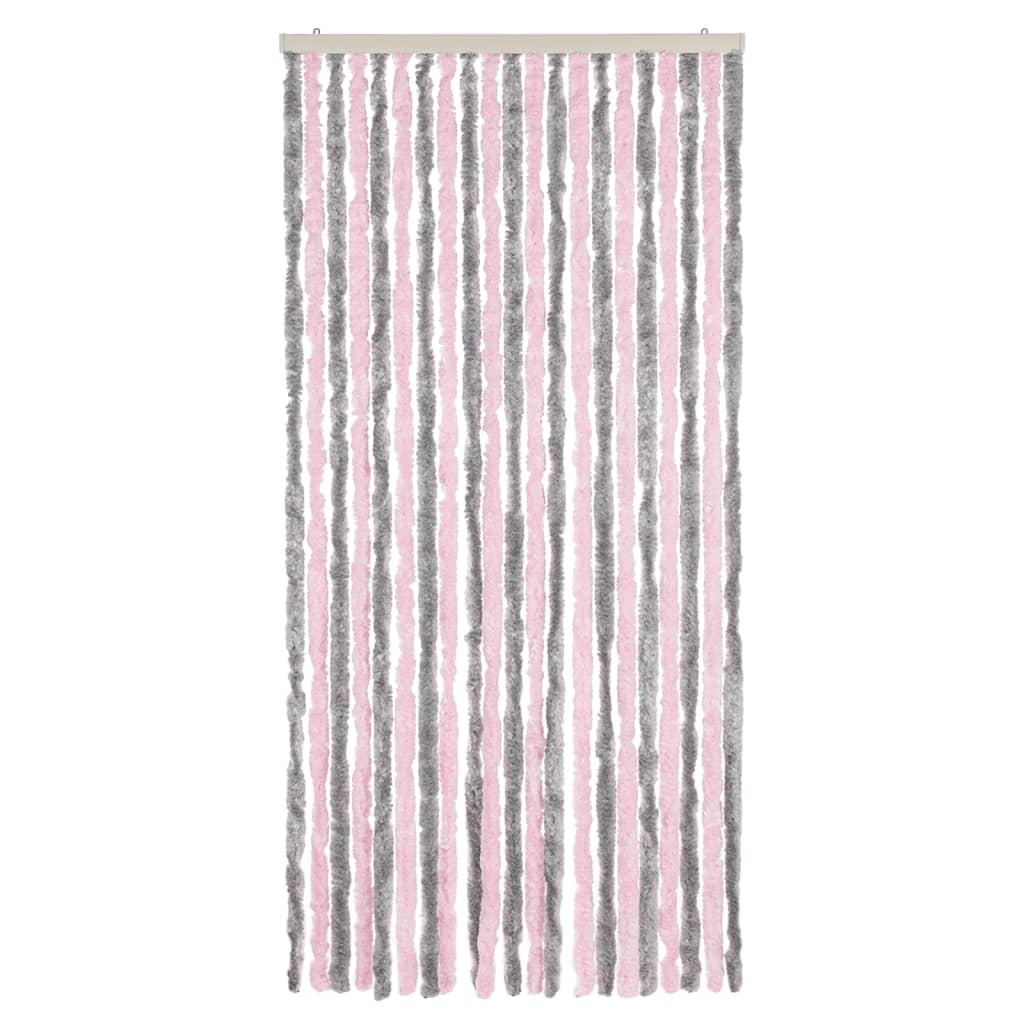 Vidaxl Fly Vorhang 90x200 cm Chenille Silbergrau und Rosa