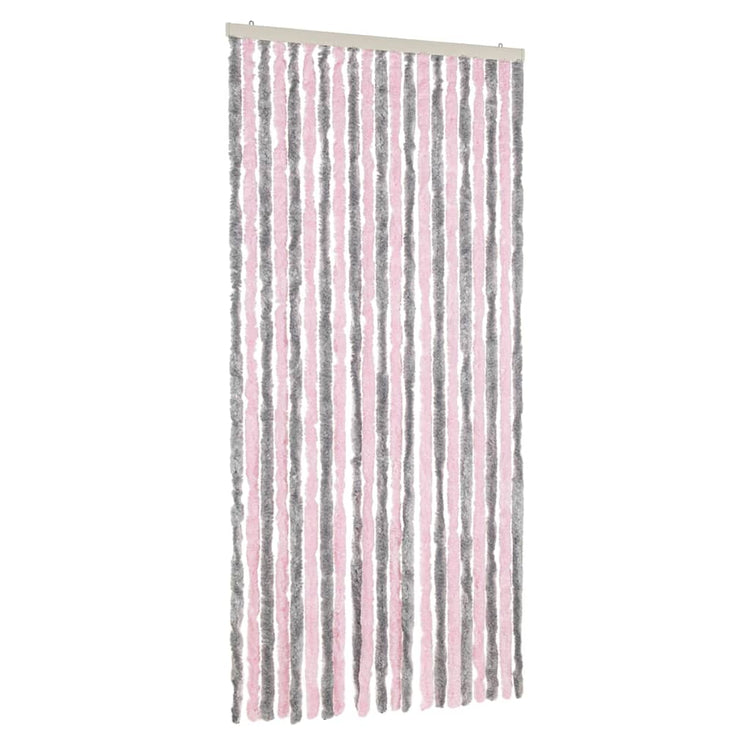 Vidaxl Fly Vorhang 90x220 cm Chenille Silbergrau und Rosa