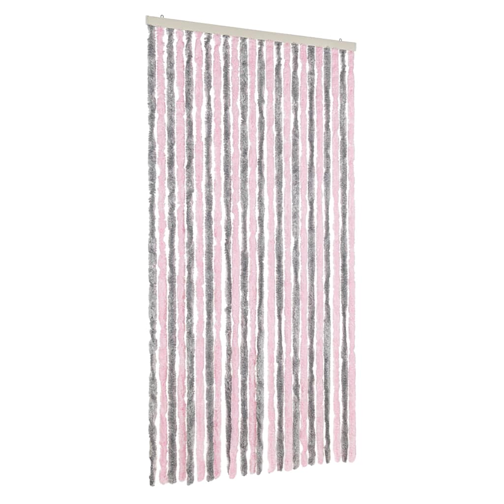Vidaxl Fly Vorhang 100x230 cm Chenille Silbergrau und Rosa