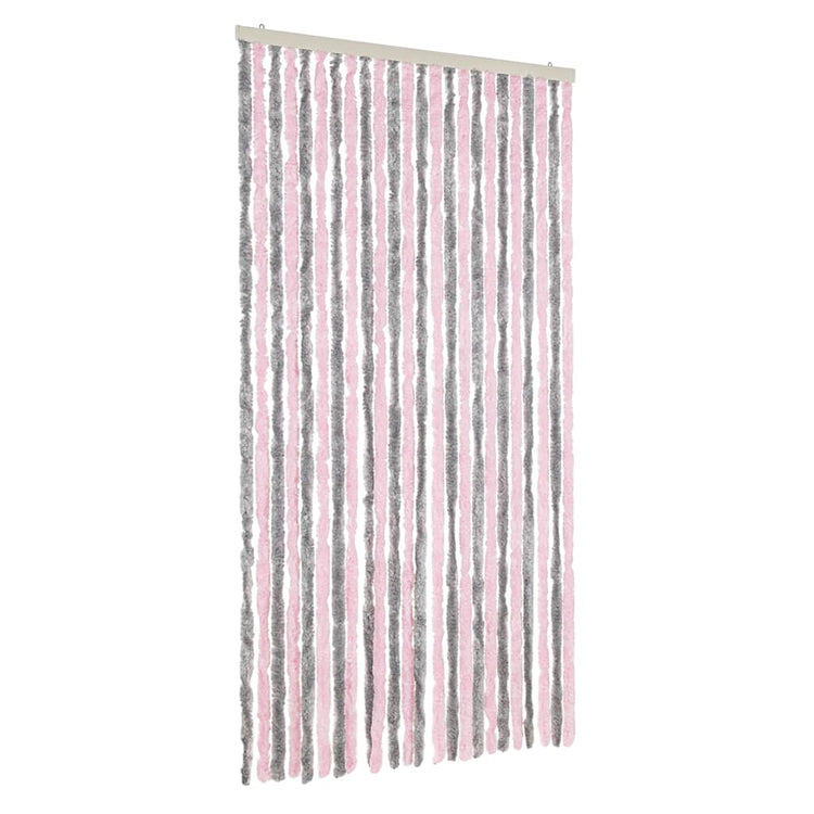 Vidaxl Fly Vorhang 100x230 cm Chenille Silbergrau und Rosa