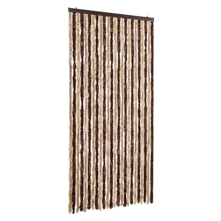 Vidaxl Fly Vorhang 100x200 cm Chenille Beige und hellbraun