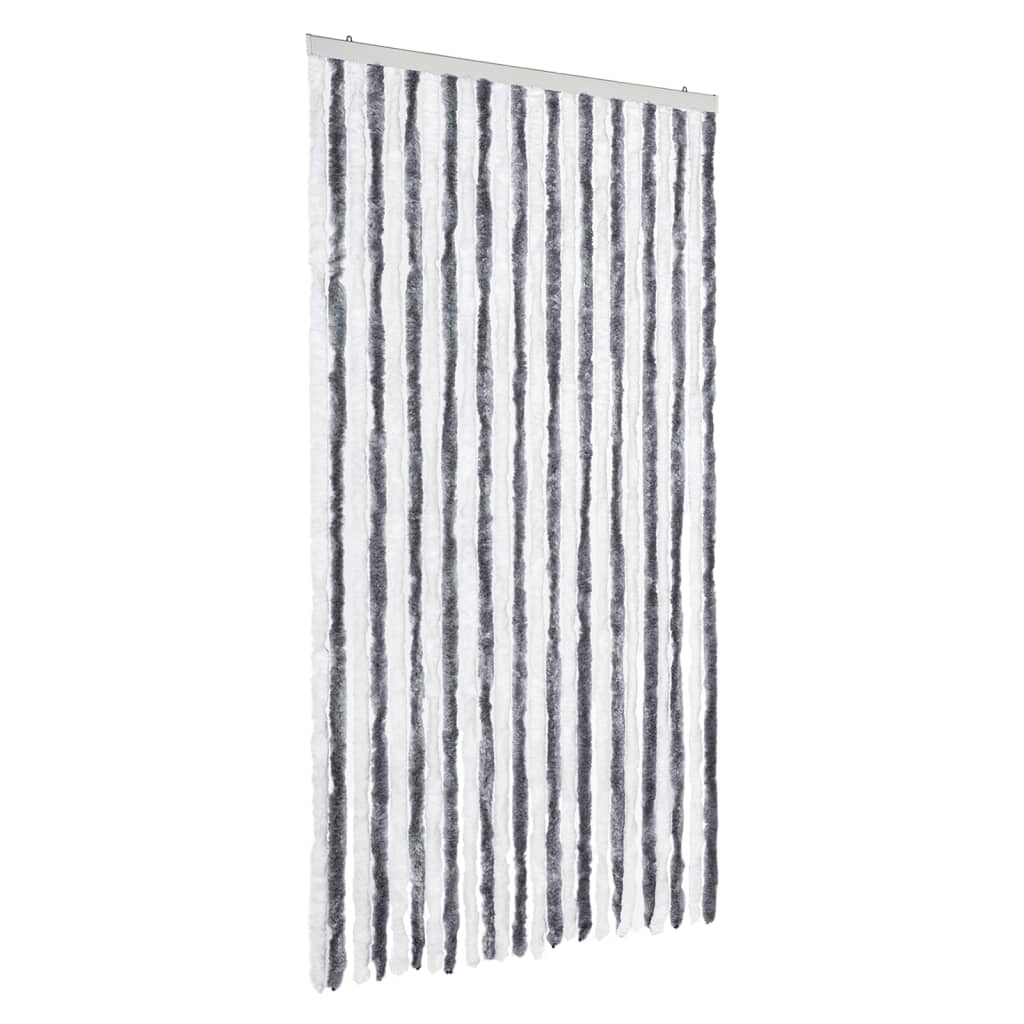 Vidaxl Fly Vorhang 100x200 cm Chenille grau und weiß