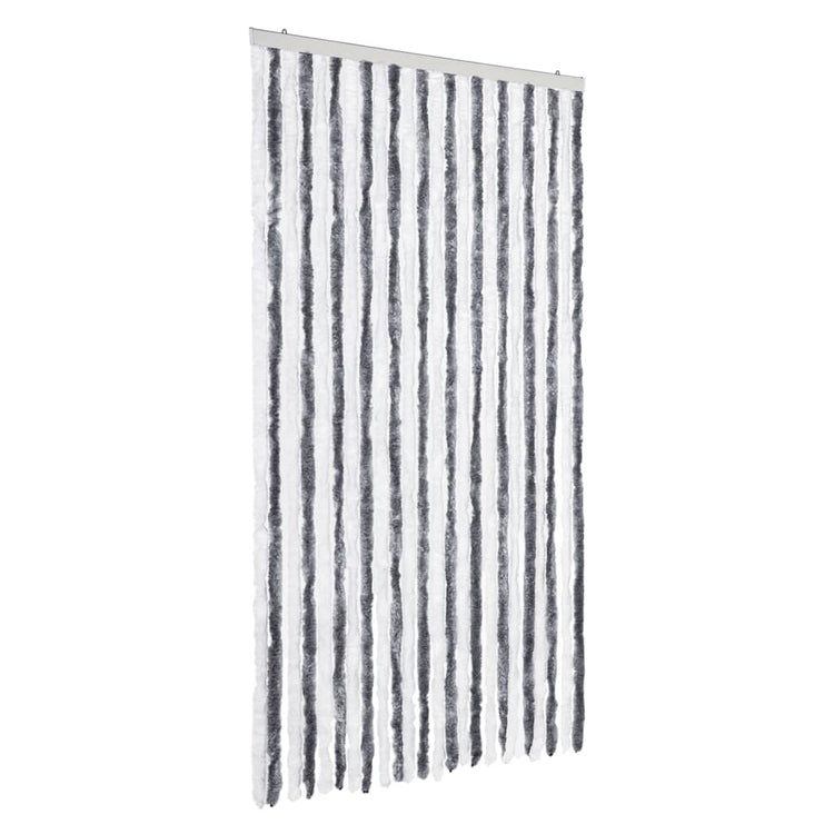 Vidaxl Fly Vorhang 100x200 cm Chenille grau und weiß