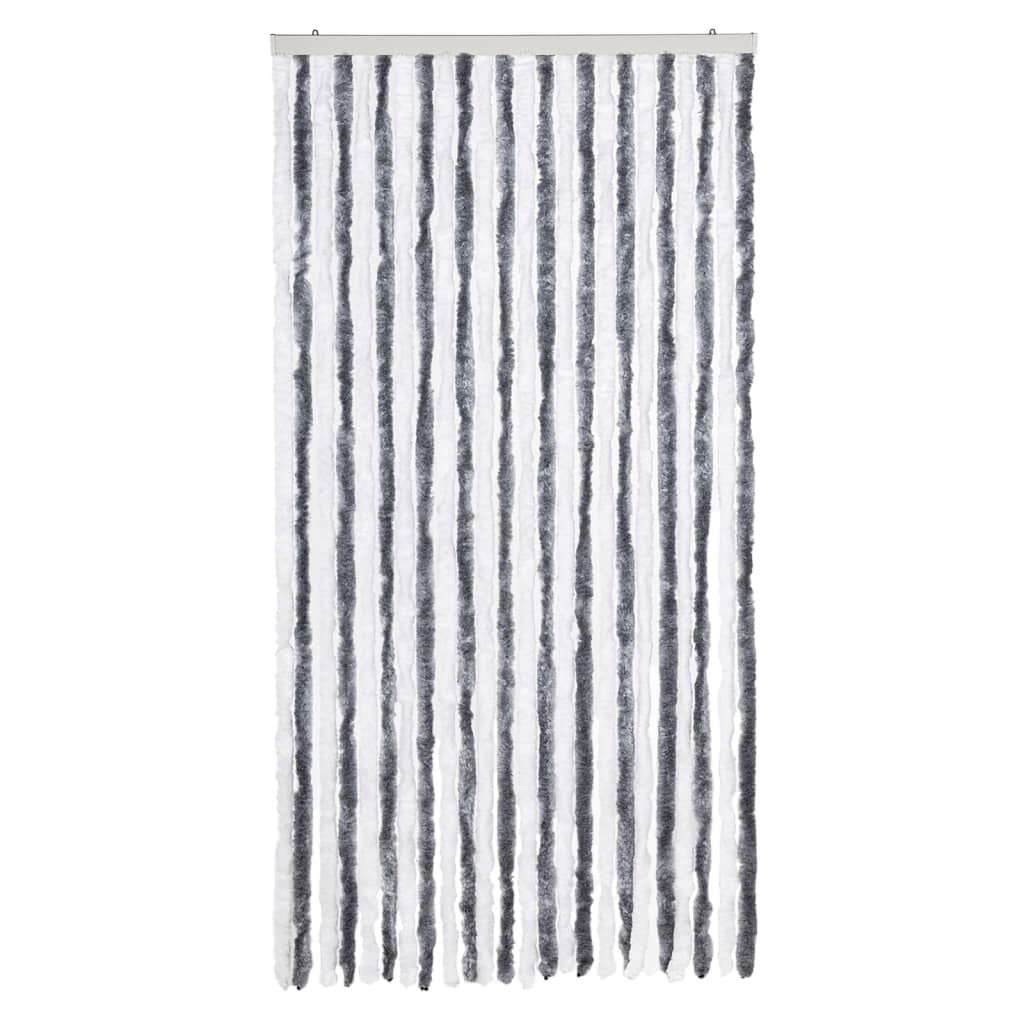 Vidaxl Fly Vorhang 100x200 cm Chenille grau und weiß
