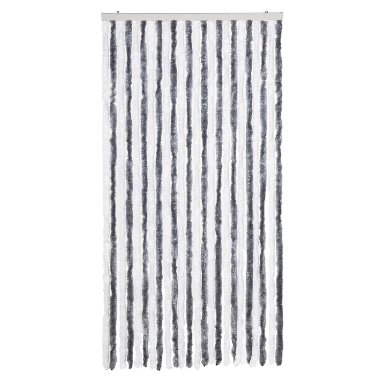 Vidaxl Fly Vorhang 100x200 cm Chenille grau und weiß