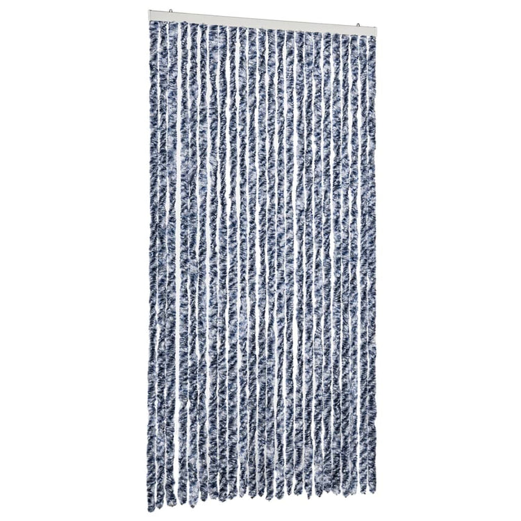 Vidaxl Fly Vorhang 100x230 cm Chenille Blau und Weiß