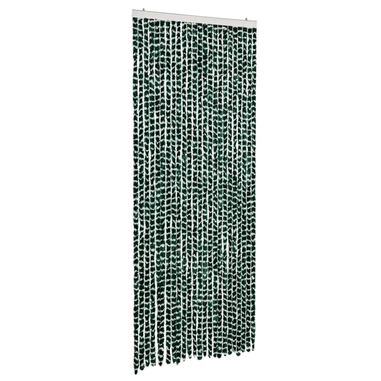 Vidaxl Fly Vorhang 100x200 cm Chenille grün und weiß