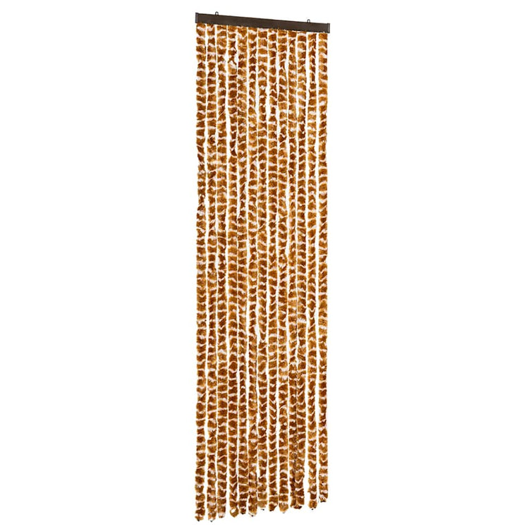 Vidaxl Fly Vorhang 56x200 cm Chenille Ocker und Weiß