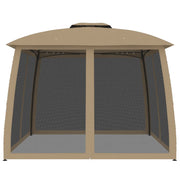Vidaxl -Arbor -Seitenwände aus Netz und Doppeldach 2,93x2,93 M Stahl Taupe - afbeelding 3