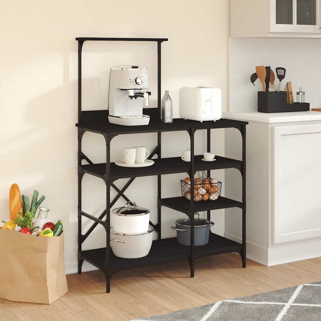 Vidaxl Bakkersrek 90x40x132 cm propertiertes Holz und Metallschwarz