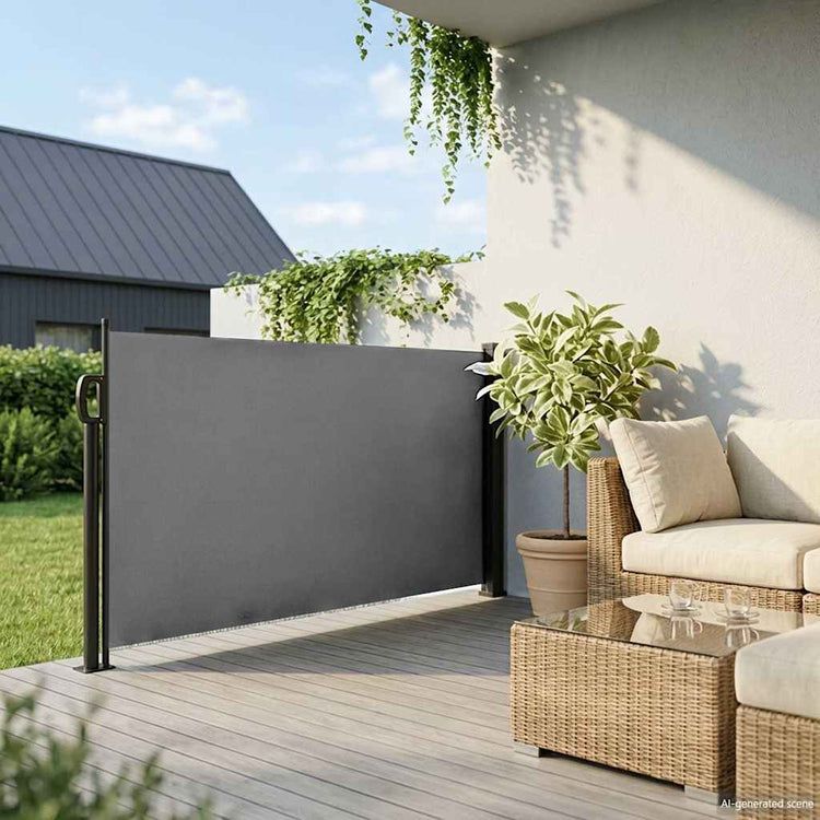 VIDAXL -Windschutzscheibe auszuziehen 100 x 500 cm Anthrazit -geläutet