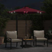 Vidaxl -Parasol mit LEDs und Stahlpol 225x225x212 cm Burgunderrot - afbeelding 3