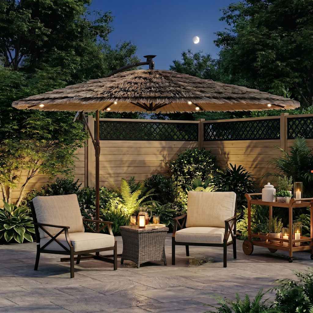 Vidaxl -Parasol mit LEDs und Stahlpol 269x269x235 cm Braun
