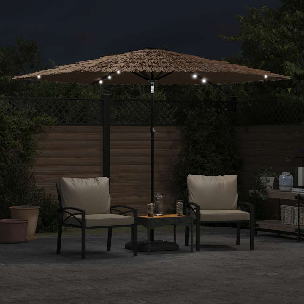 Vidaxl -Parasol mit LEDs und Stahlpol 288x288x225 cm Braun