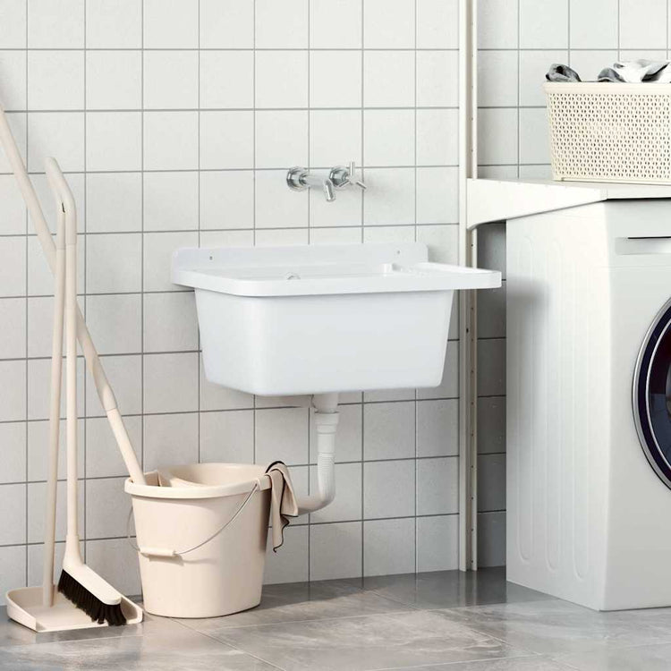 Vidaxl Sink Wall -montiert 60x40x28 cm Harz Weiß