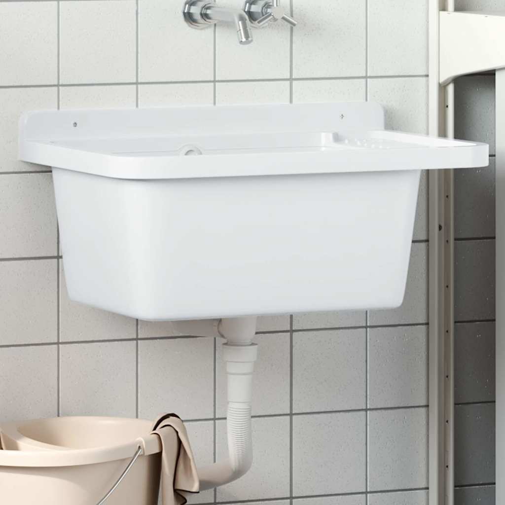 Vidaxl Sink Wall -montiert 60x40x28 cm Harz Weiß