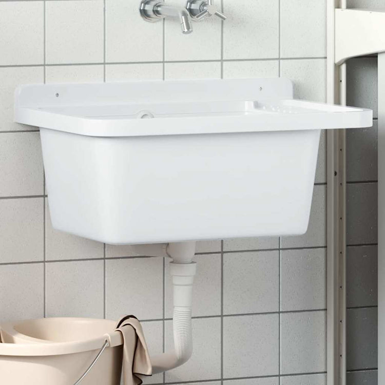 Vidaxl Sink Wall -montiert 60x40x28 cm Harz Weiß