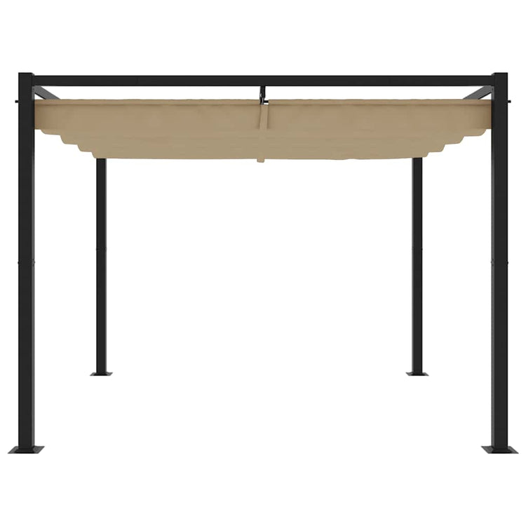 Vidaxl -Laube mit ausziehbarem Dach 3x3 m Stahl Taupe