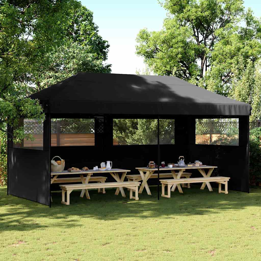 Vidaxl Partytent Faltbares Popup mit 3 Seitenwänden schwarz