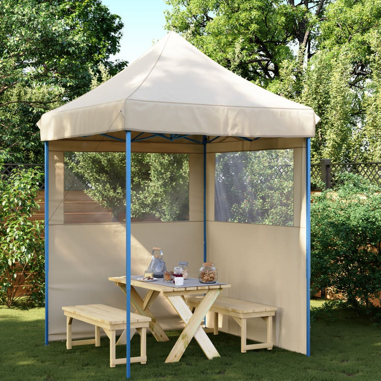 Vidaxl Partytent Faltbares Popup mit 2 Seitenwänden Beige