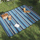 Vidaxl Picknick Teppich faltbar gestreift 200x150 cm Samt Blau Weiß