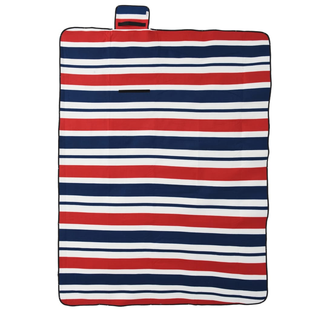 Vidaxl Picknick Teppich Klappstreifen 200x150 cm Samt blau rot