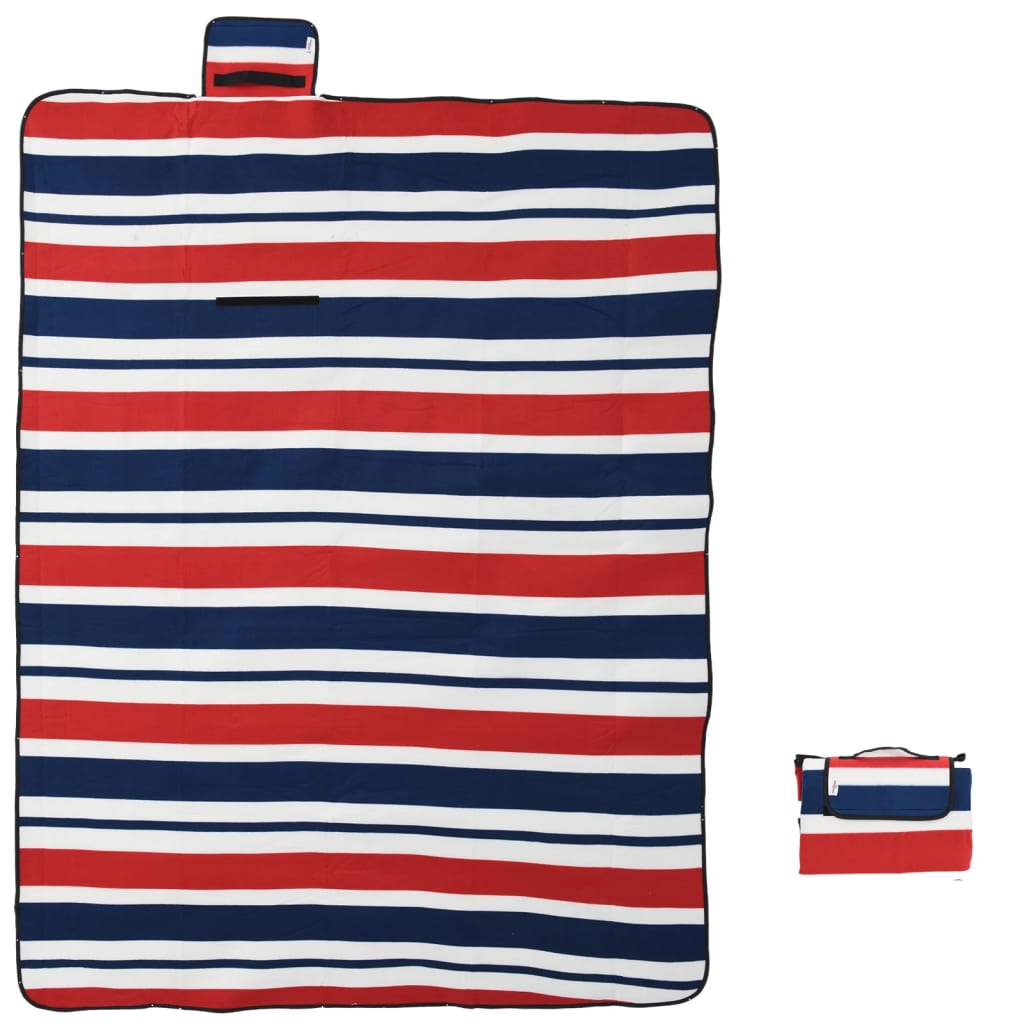 Vidaxl Picknick Teppich Klappstreifen 200x150 cm Samt blau rot