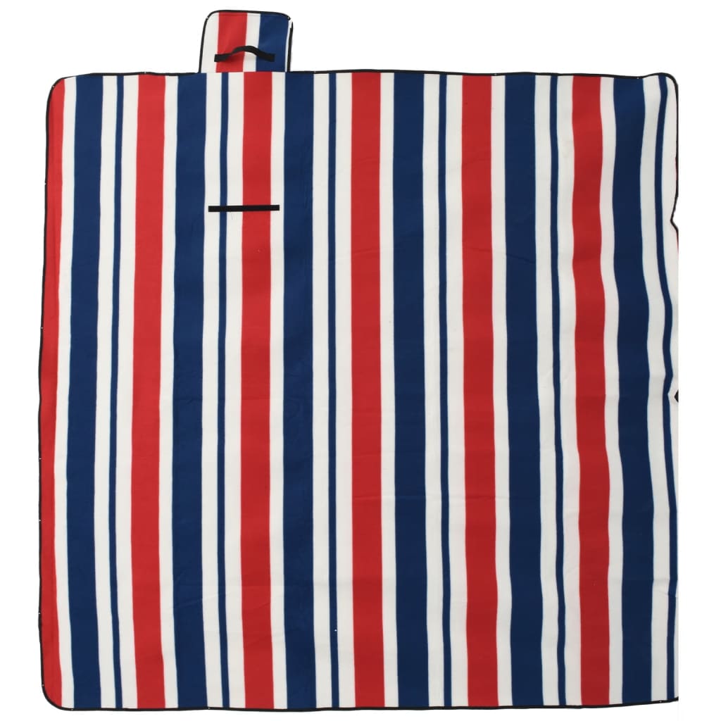 Vidaxl Picknick Teppich Klappstreifen 200x200 cm Samt blau rot