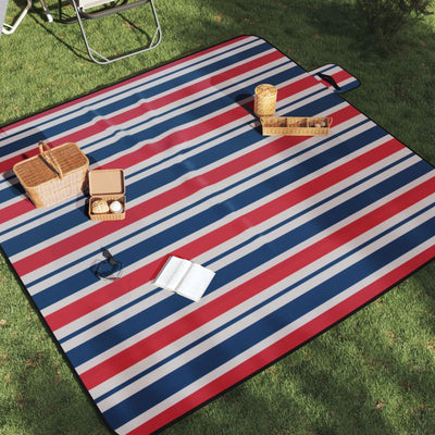 Vidaxl Picknick Teppich Klappstreifen 200x200 cm Samt blau rot