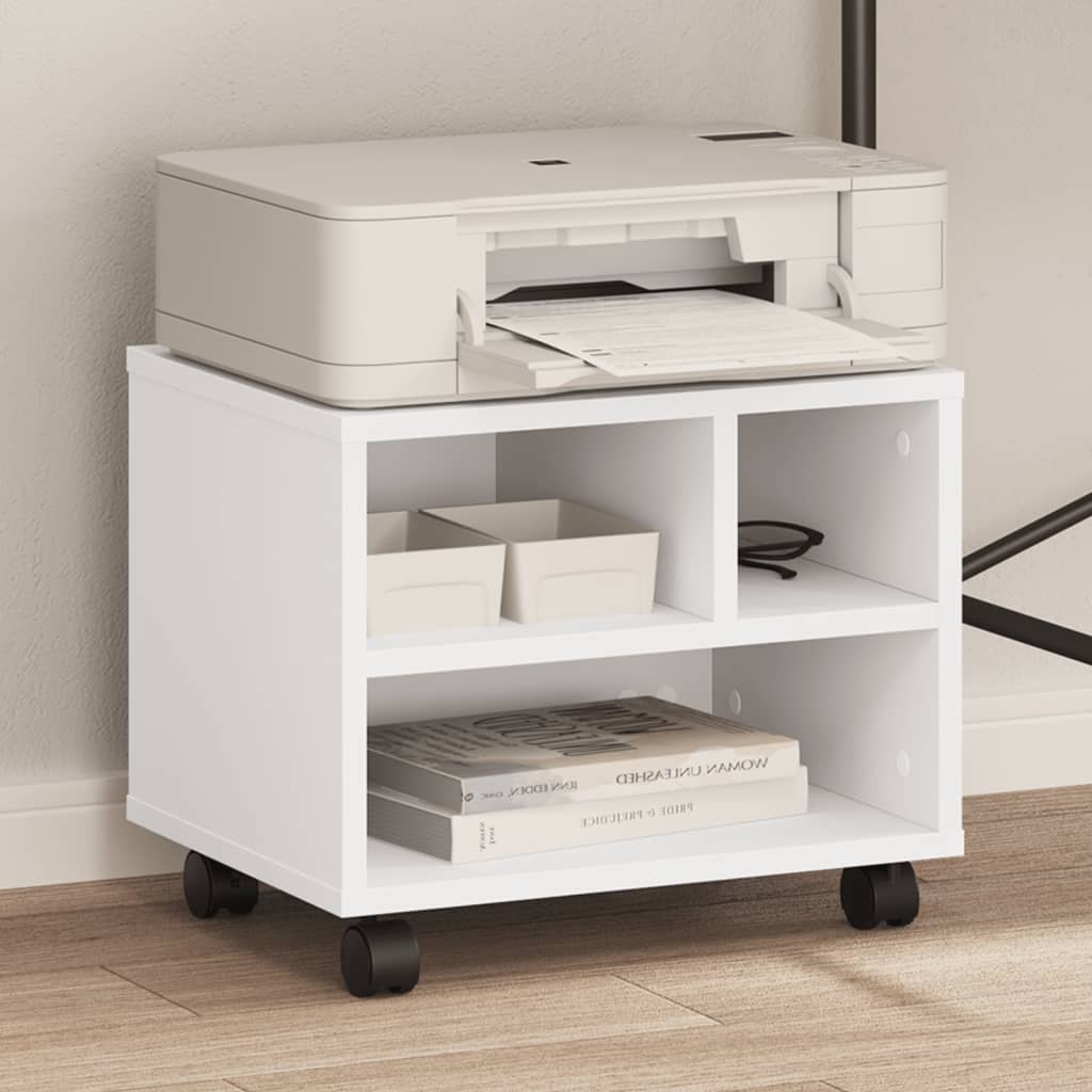 VidaXL Druckerschrank mit Rollen 41x32x34,5 cm weiß