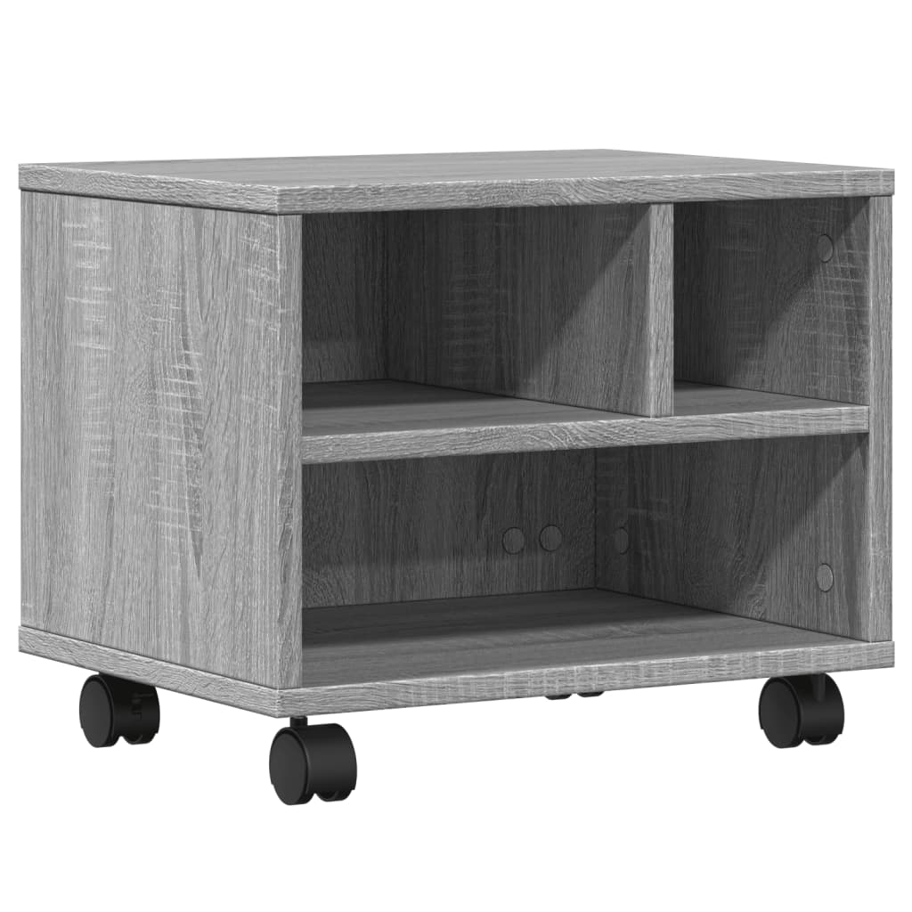 VIDAXL -Druckerbox mit Rädern 41x32x34.5 cm graue Sonoma -Eichenfarbe