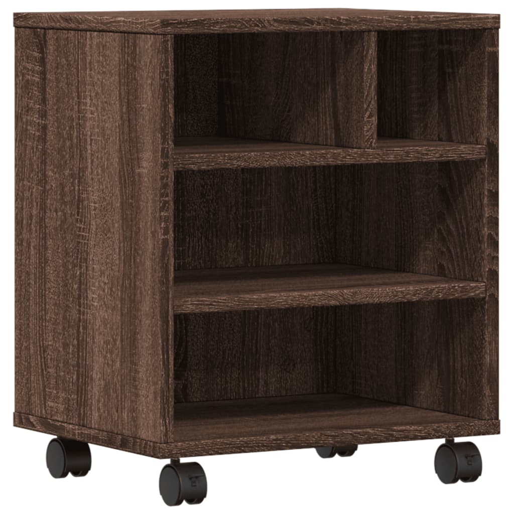 Vidaxl -Druckerbox mit Rädern 41 x 32 x 48 cm braune Eiche gefärbt