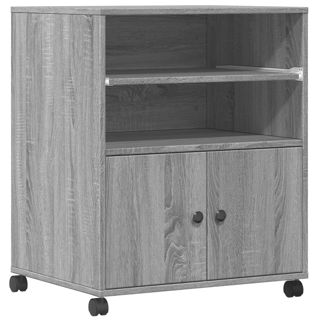 VIDAXL -Druckerbox mit Rädern 60x48x74 cm graue Sonoma -Eichenfarbe