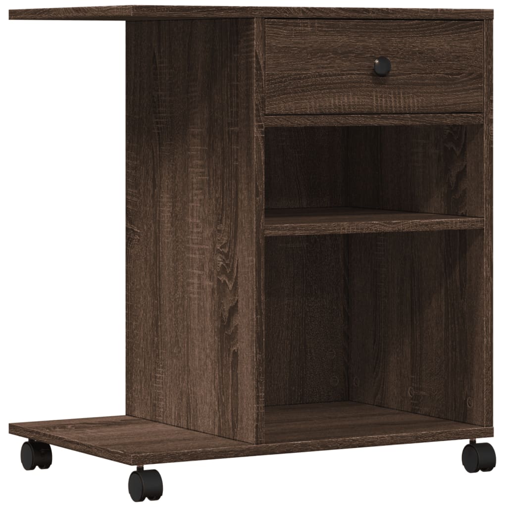 Vidaxl -Druckerbox mit Rädern 60x40x68,5 cm Braune Eiche gefärbt