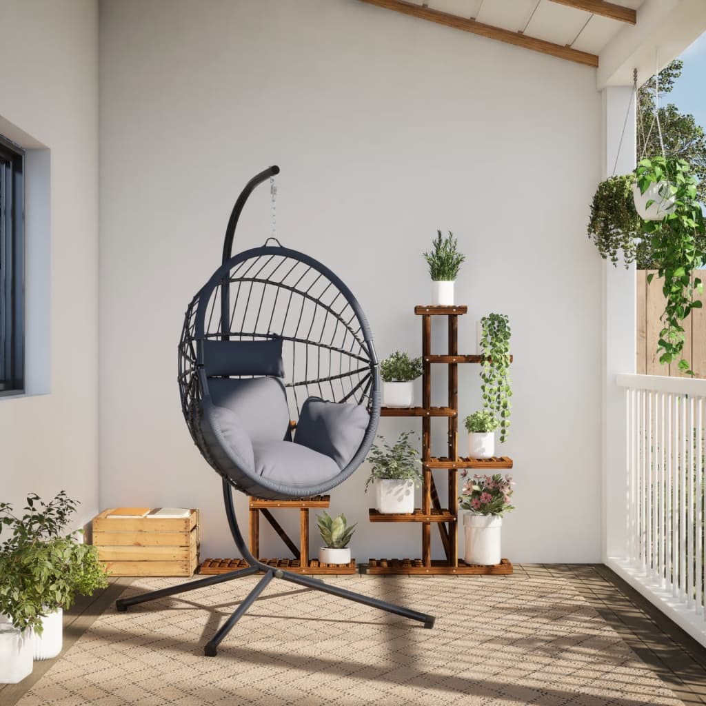 Vidaxl Hanging Chair mit Standard Rattan und Stahlgrau