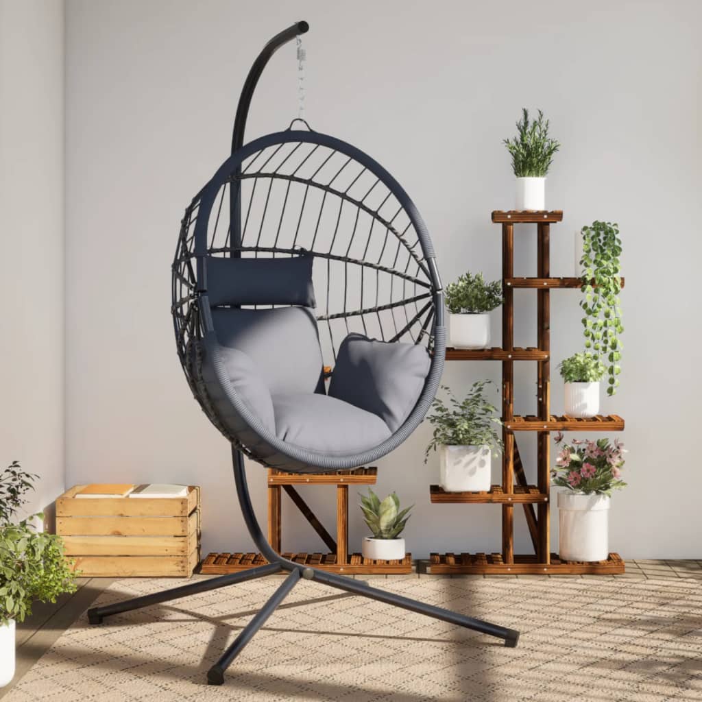 Vidaxl Hanging Chair mit Standard Rattan und Stahlgrau