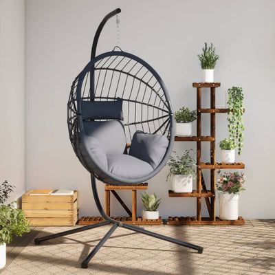 Vidaxl Hanging Chair mit Standard Rattan und Stahlgrau