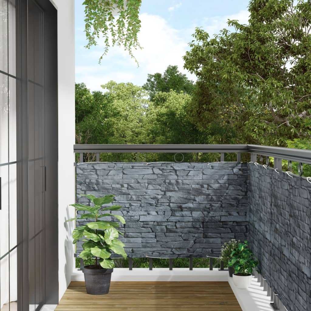 Vidaxl Balkon Bildschirmstein Muster 700x75 cm PVC Grau