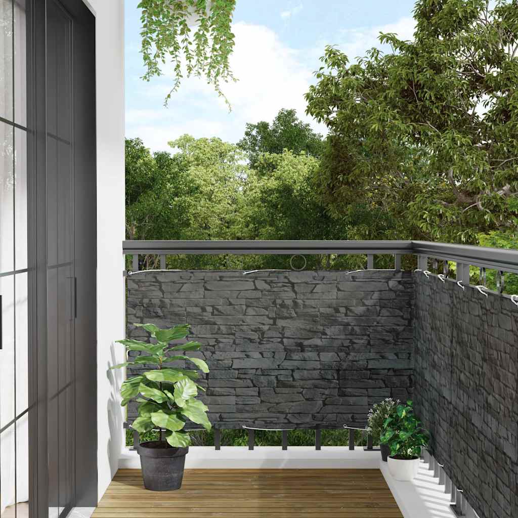 Vidaxl Balkon Bildschirmstein Muster 500x90 cm PVC Grau