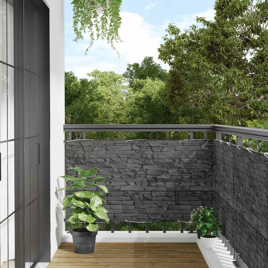 Vidaxl Balkon Bildschirm Stein Muster 600x90 cm PVC Grau