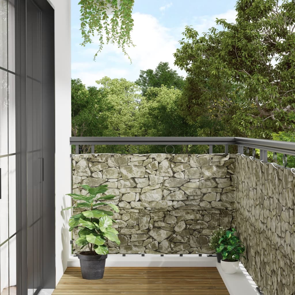 Vidaxl Balkon Bildschirm Stein Muster 300x90 cm PVC