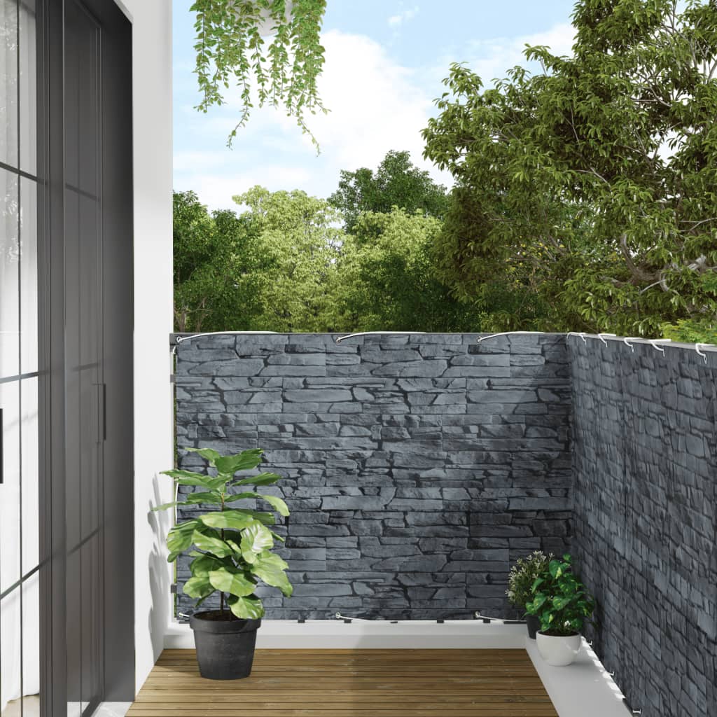 Vidaxl Balkon Bildschirmstein Muster 700x120 cm PVC Grau