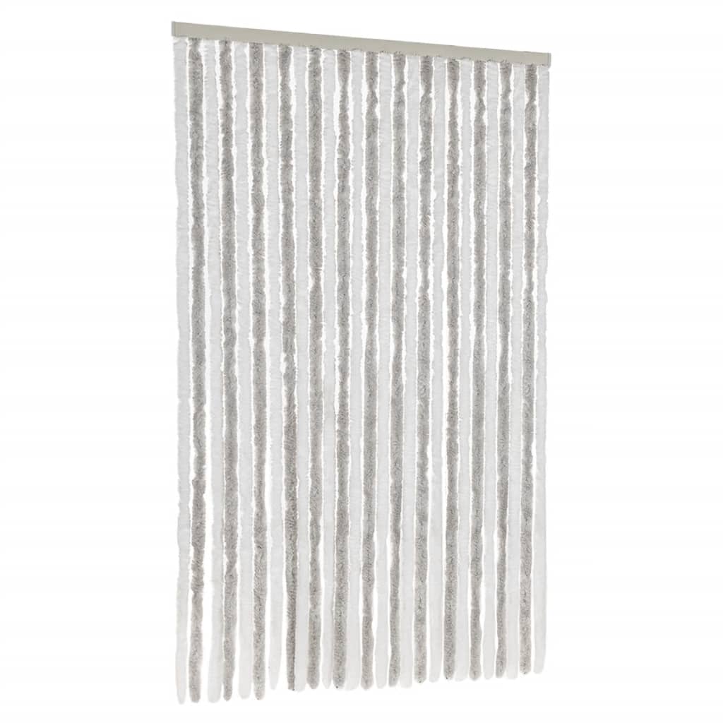 Vidaxl Fly Vorhang 118x220 cm Chenille hellgrau und weiß