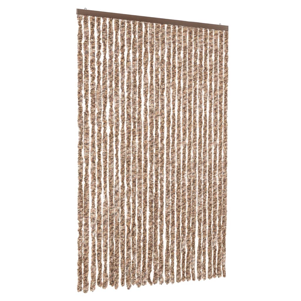 Vidaxl Fly Vorhang 118x220 cm Chenille Beige und dunkelbraun