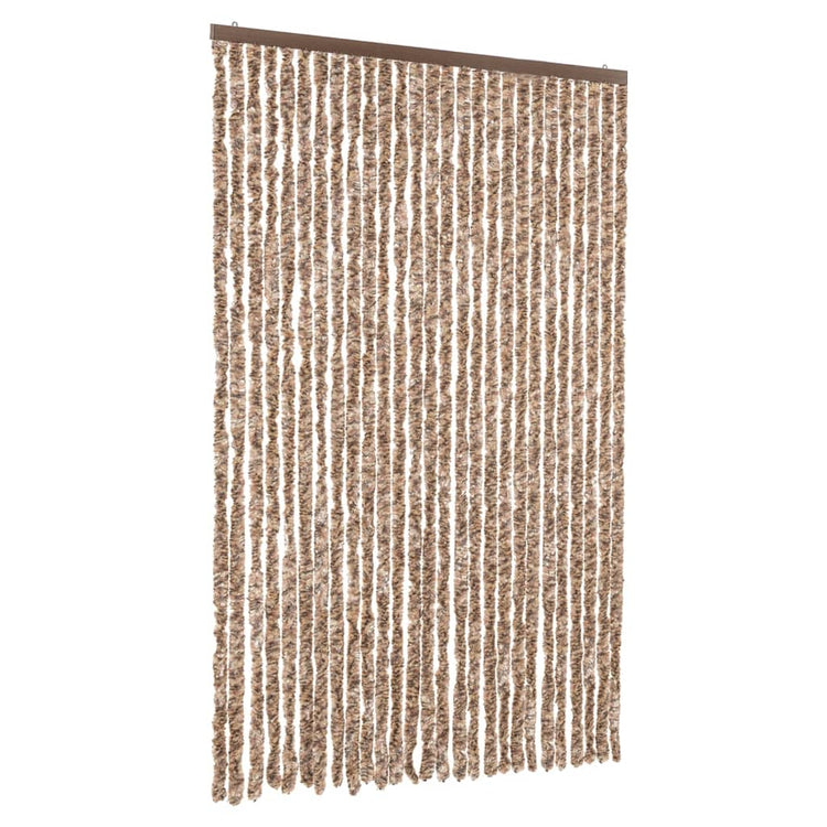 Vidaxl Fly Vorhang 118x220 cm Chenille Beige und dunkelbraun