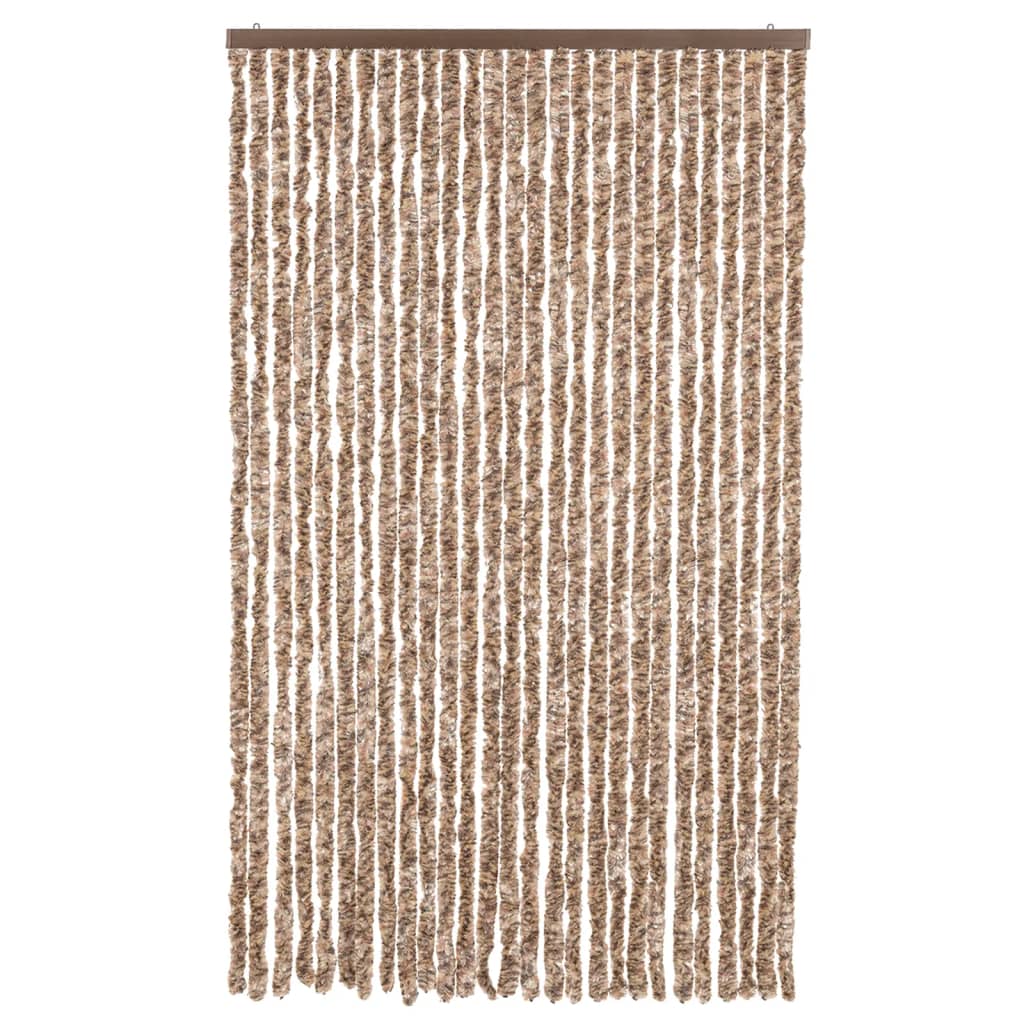 Vidaxl Fly Vorhang 118x220 cm Chenille Beige und dunkelbraun