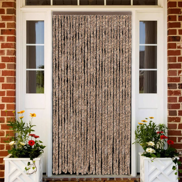 Vidaxl Fly Vorhang 118x220 cm Chenille Beige und dunkelbraun