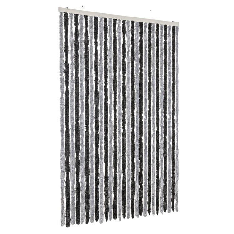 Vidaxl Fly Vorhang 118x220 cm Chenille grau und schwarz